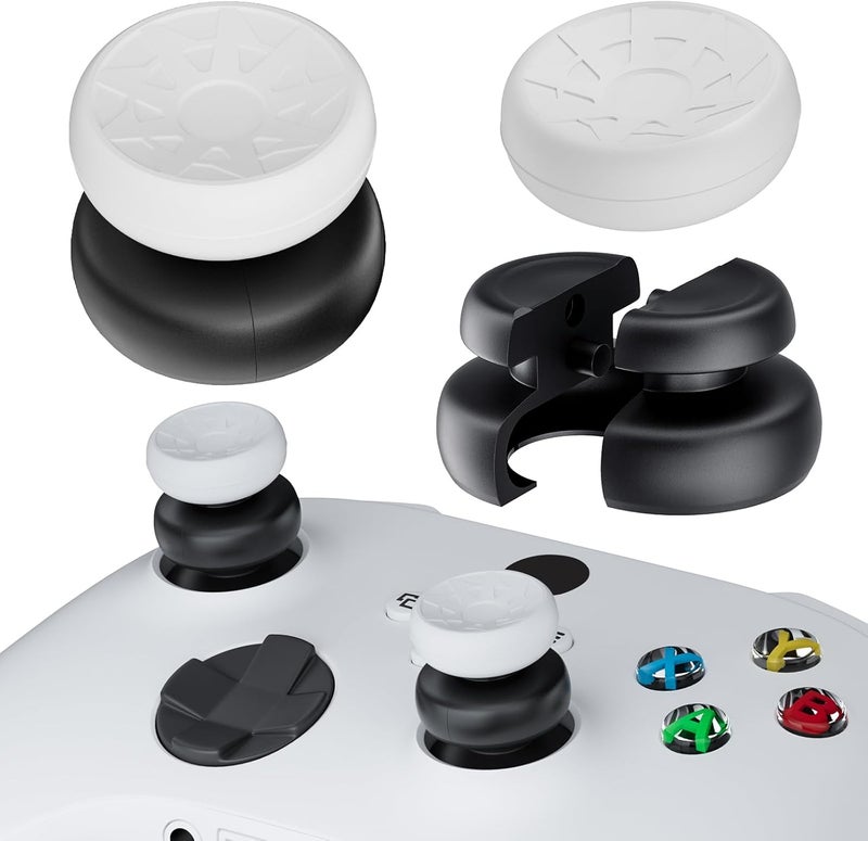 PlayRealm NO FALLING OFF Thumbstick Extender & Silicone Grip Cover 2 Sets for Xbox Series X/S & Xbox One S/X Controller(Turbo Red) - Image 1